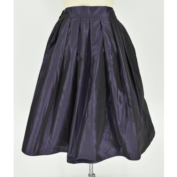 NWT REBECCA MOSES midnight purple pleated taffeta midi skirt size XS women's - Picture 2 of 6